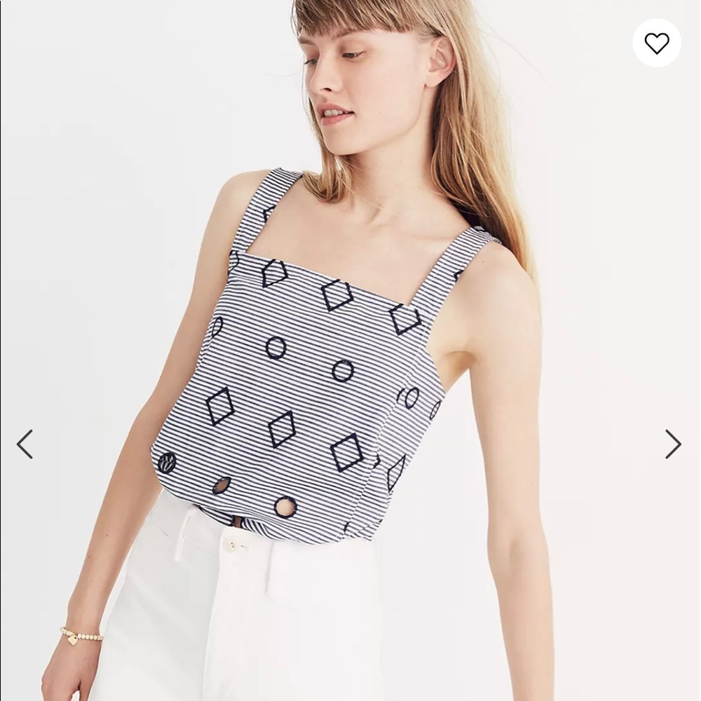Madewell Embroidered Stripe Apron Top W/ Cutouts